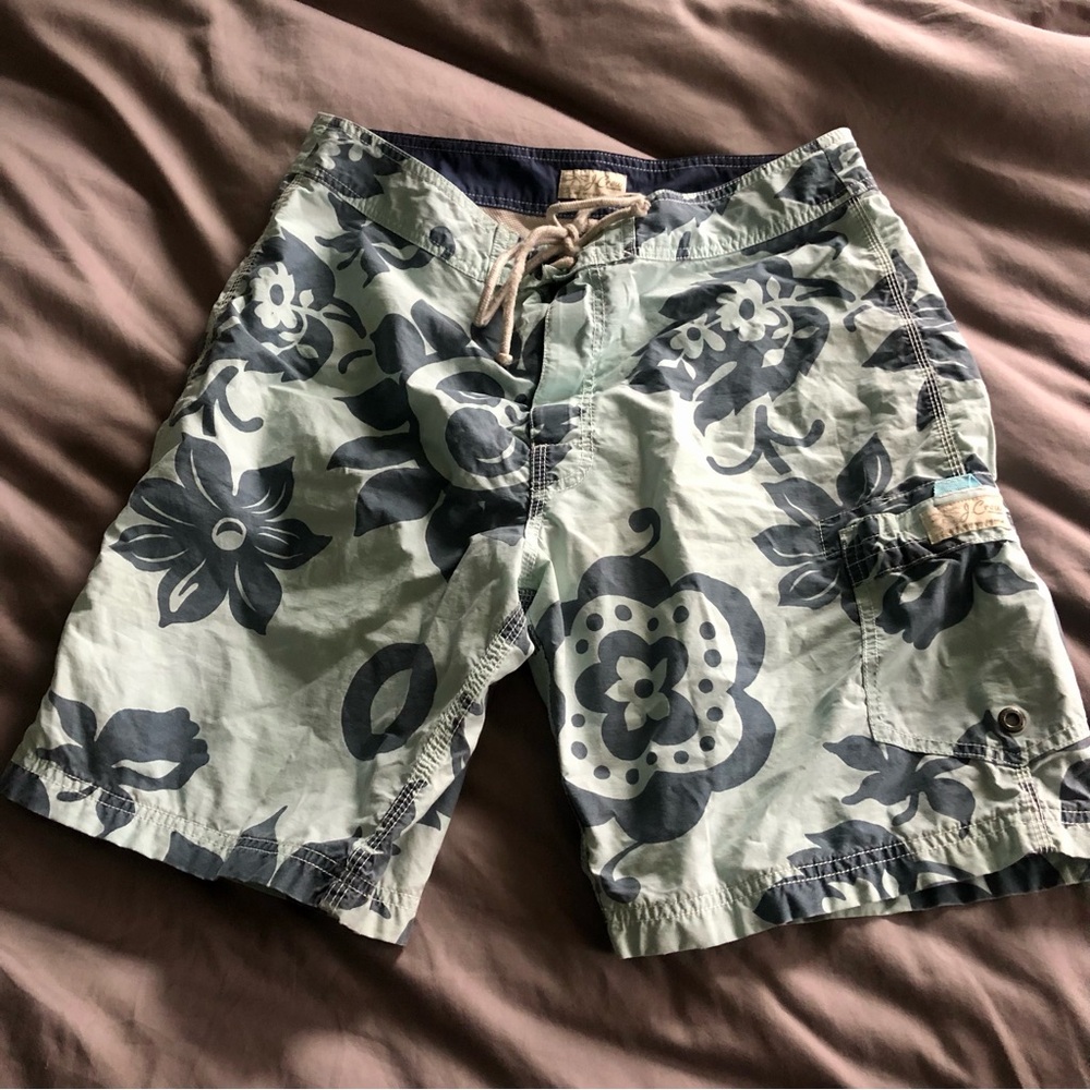 Men's Floral Print vintage JCrew Drawstring suit - Blue/Light gray
